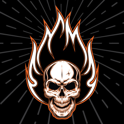ZAN Headgear #Z312 - Flydanna® Head Wrap - Flaming Skull