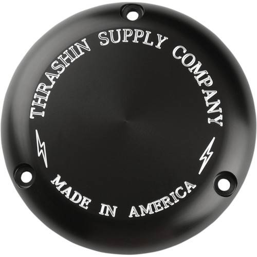 Thrashin Supply CO. #TSC-3000-4 - Derby Cover - Black/Machined - Classic - 3 Hole