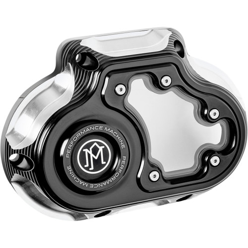 Performance Machine (PM) #0177-2081M-BM - Transmission Side Cover - Vision - Contrast Cut™ - M8 Softail