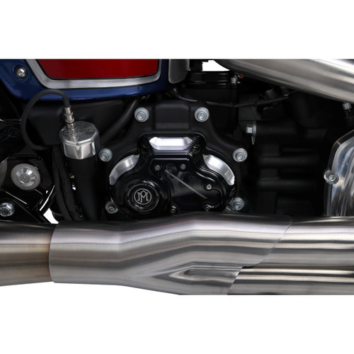 Performance Machine (PM) #0177-2081M-BM - Transmission Side Cover - Vision - Contrast Cut™ - M8 Softail