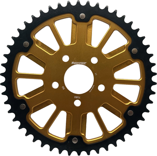Supersprox #RST-7080:49-GLD - Stealth 49t Rear Sprocket Gld Alum Car  Blk Steel Teeth
