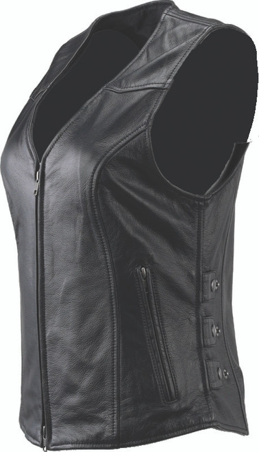 Kuryakyn #094412 - Leather By River Road Plains Leather Vest Black Womens - Small