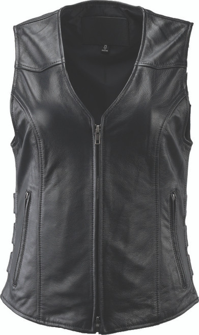 Kuryakyn #094414 - Leather By River Road Plains Leather Vest Black Womens - Large