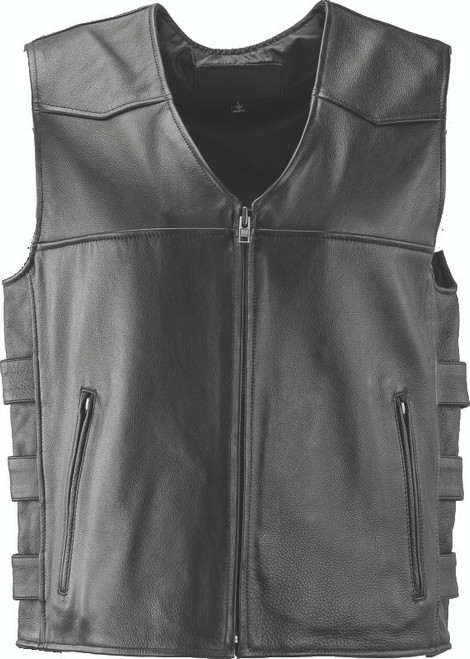 Kuryakyn #094407 - Leather By River Road Plains Leather Vest Black - Large