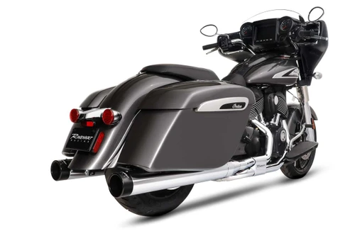 Rinehart Racing 500-0562 - 4" DBX40 Slip-On Exhaust For Indian - 2014-Later / Chrome with Black End Caps