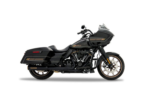 Rinehart Racing 500-1100 - 4.5" HP45 Slip-On Muffler For Harley Touring - Chrome with Black End Caps