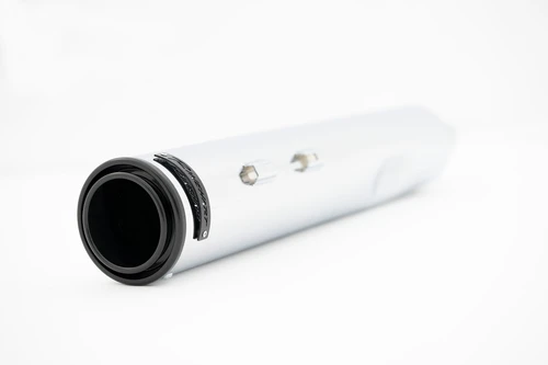 Rinehart Racing 500-1110 - 4.5" HP45XL Slip-On Muffler For Harley Touring - Chrome with Black End Caps
