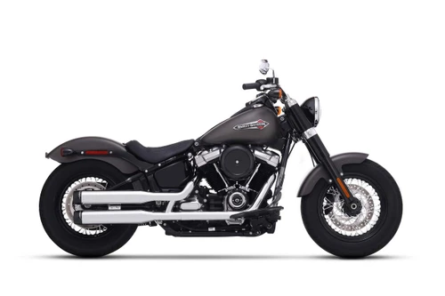 Rinehart Racing 500-1206C - 3.5” Slip-on Exhaust for Harley Softail - (Fitment 1) Softail Slim / Low Rider / Street Bob / Breakout / Fat Boy / Standard / Chrome w/ Chrome Classic End Caps