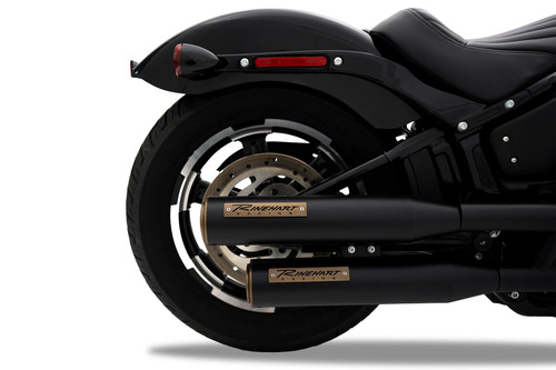 Rinehart Racing 500-1247 - 3.5” HP35 Slip-on Exhaust for Harley Softail - Softail Slim / Low Rider / Street Bob / Breakout / Fat Boy / Black w/ Bronze End Caps