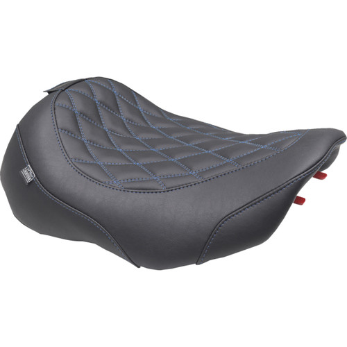 Mustang #89503SB - Wide Tripper™ Seat - Solo - Sky Blue Stitching - FLT/FLH '23-'25