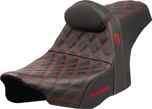 Saddlemen Pro Series SDC Performance Seat - Red Stitching - w/ Backrest - FLT/FLH '23-'25