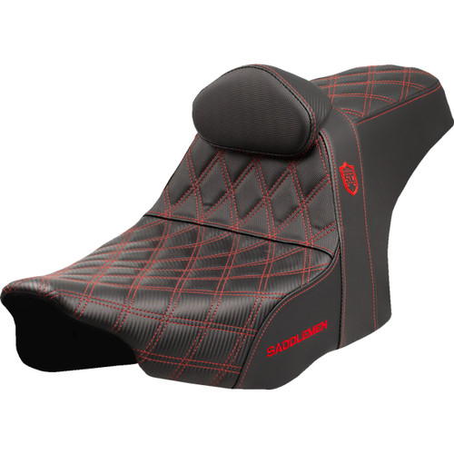 Saddlemen #SC82307DB4 - Pro Series SDC Performance Seat - Red Stitching - w/ Backrest - FLT/FLH '23-'25