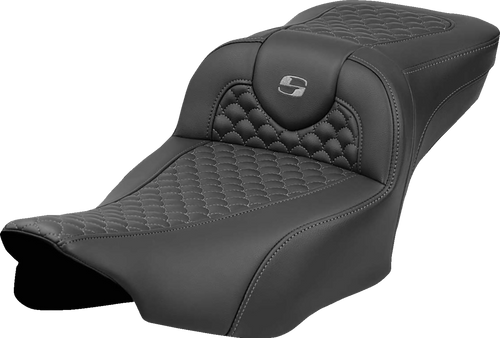 Saddlemen Roadsofa Extended Reach Seat - Dragon Scale Stitch - Dark Gray Stitch - w/o Backrest - FL '23-'24