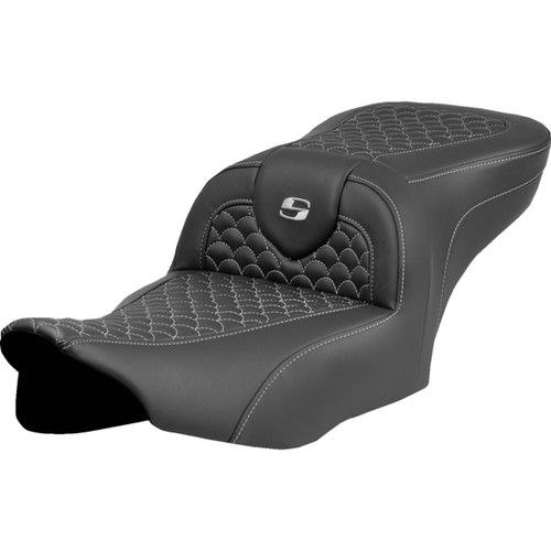 Saddlemen #823-07-20805 - Roadsofa™ Seat - Dragon Scale Stitch - Silver Stitch - w/o Backrest - FLTR/FLHX '23-'24