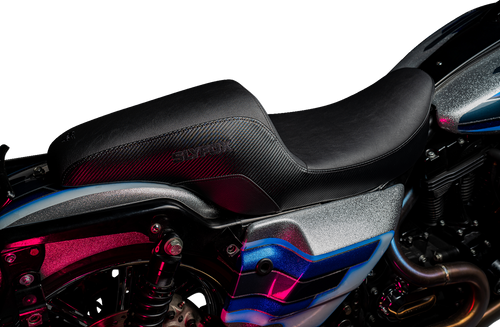 Slyfox #0801-1612 - Drifter Seat - Black Logo - Smooth Vinyl - Carbon Fiber - FL '97-'07