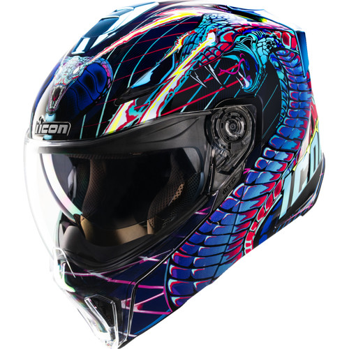 Icon - Threshold™ Modular Helmet - Synthwave Lazer Cobra - Blue - 3XL
