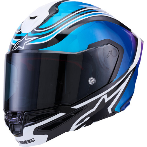 Alpinestars #8202826-1636-M - Supertech R7 Helmet - Zeal - 22.06 - Gloss Black/Blue/Pink Fluo/White - Medium