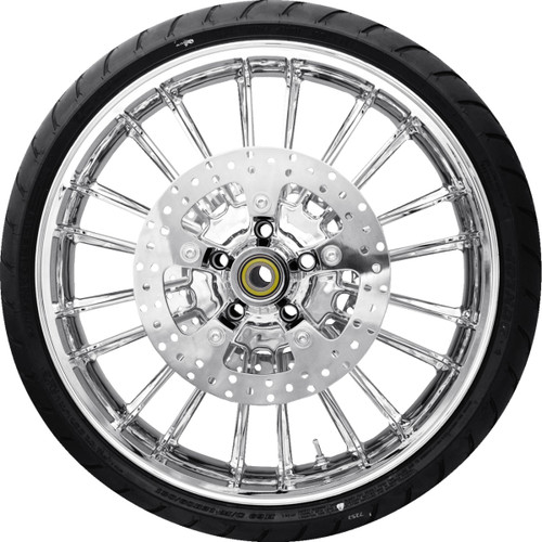 Coastal Moto #PKG-ATL213CH-24ABST - Atlantic Front Wheel - Chrome (21") | Rotor (12.6) | Dunlop AE Tire (130/60B21)