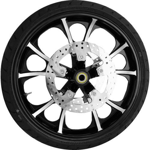 Coastal Moto #PKG2-LGO213BC-ABST - Largo Front Wheel - Black Cut (21") | Rotors (11.8") | Dunlop AE2 Tire (130/60B21)