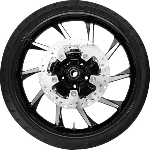 Coastal Moto #PKG2-HUR213BC-ABST - Hurricane Front Wheel - Black Cut (21") | Rotors (11.8") | Dunlop AE2 Tire (130/60B21)