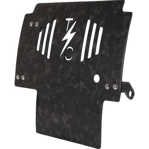 Thrashin Supply CO. #TSC-3035-1 - Skid Plate - Carbon Fiber/Forged - With Black Brackets - FLHX/FLTRX