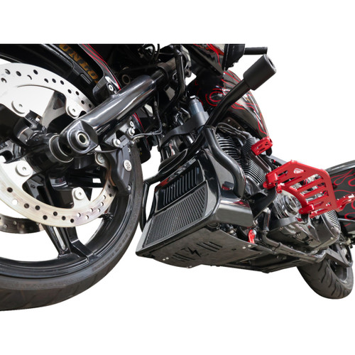 Thrashin Supply CO. #TSC-3035-2 - Skid Plate - Carbon Fiber/Forged - With Red Brackets - FLHX/FLTRX