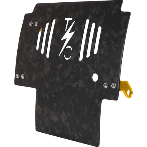 Thrashin Supply CO. #TSC-3035-5 - Skid Plate - Carbon Fiber/Forged - With Gold Brackets - FLHX/FLTRX