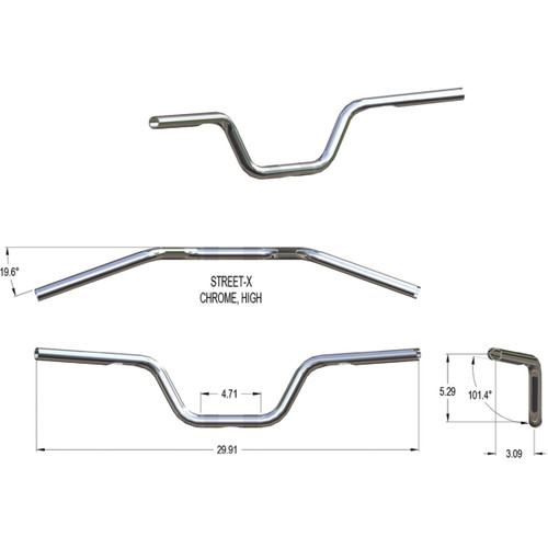 Khrome Werks #300900 - Street-X Handlebars - High Bend - Chrome