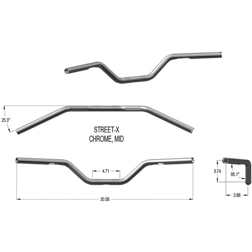 Khrome Werks #300901 - Street-X Handlebars - Mid Bend - Chrome