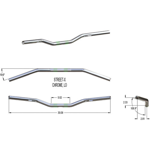 Khrome Werks #300902 - Street-X Handlebars - Low Bend - Chrome