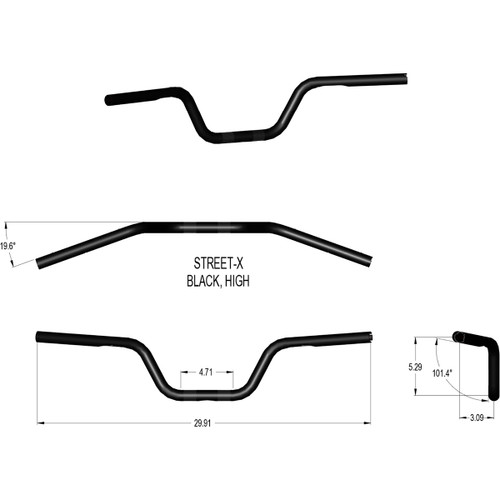 Khrome Werks #300903 - Street-X Handlebars - High Bend - Black