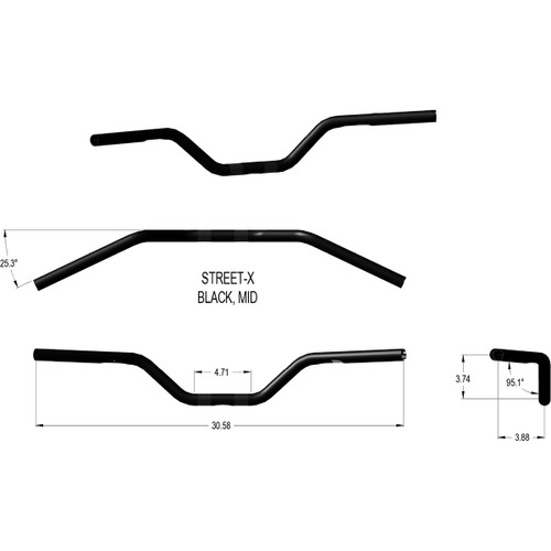 Khrome Werks #300904 - Street-X Handlebars - Mid Bend - Black