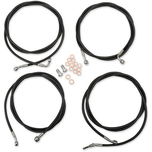 LA Choppers #LA-8054KT-16B - Standard Black Vinyl Handlebar Cable/Brake Line Kit - 15"-17" Ape Hangers - '17-'20 FL