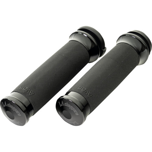 LA Choppers #LA-7493-00B - County Line Grips - TBW - Black