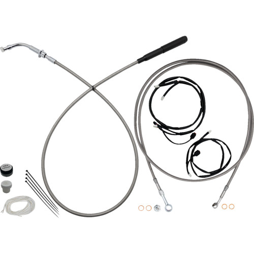 FAT Baggers INC. #249014-C - EZ Install Kit - 13"/14" Handlebars - Upper Clutch - Full Length - Braided Stainless Steel/Chrome