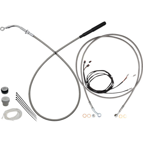 FAT Baggers INC. #219014-C - EZ Install Kit - 13"/14" Handlebars - Upper Clutch - Full Length - Braided Stainless Steel/Chrome