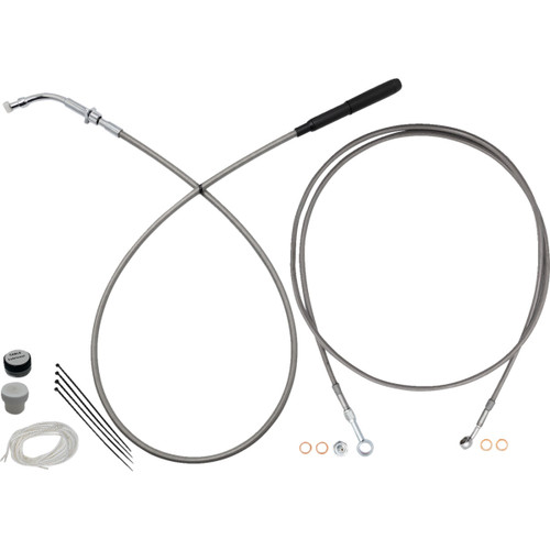 FAT Baggers INC. #249914-C - EZ Install Kit - 14" Handlebars - Upper Clutch - Full Length - Braided Stainless Steel/Chrome