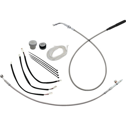 FAT Baggers INC. #149011-C - EZ Install Kit - 10"/11"/12" Handlebars - Upper Clutch - Braided Stainless Steel/Chrome