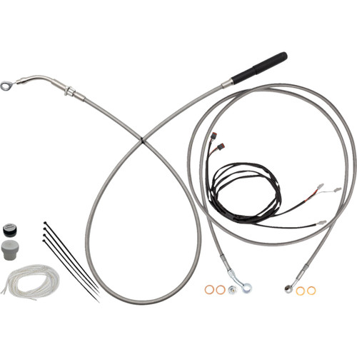 FAT Baggers INC. #219916 - EZ Install Kit - 16" Handlebars - Upper Clutch - Full Length - Braided Stainless Steel
