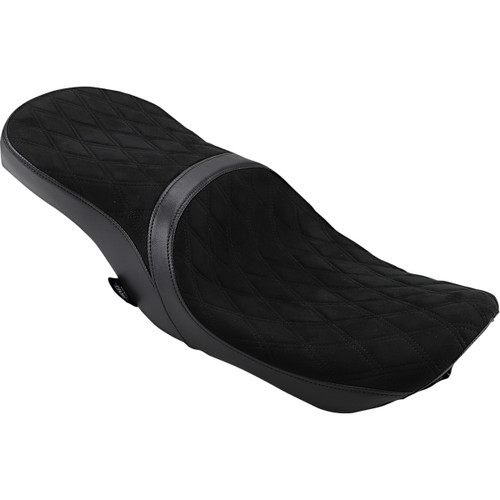 Drag Specialties Seats - Low Touring Seat - Vinyl/Faux Suede - Diamond - Ness Winged Tanks - FL '08-'23