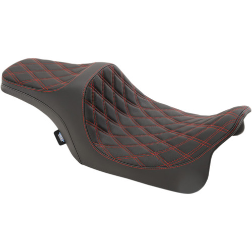 Drag Specialties Seats - Predator III Seat - Double Diamond - Red Stitched - FL '08-'23