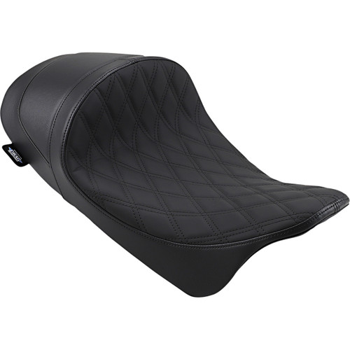 Drag Specialties Seats - Forward Low Solo Seat - Diamond - Black Stitching - FL '08-'23