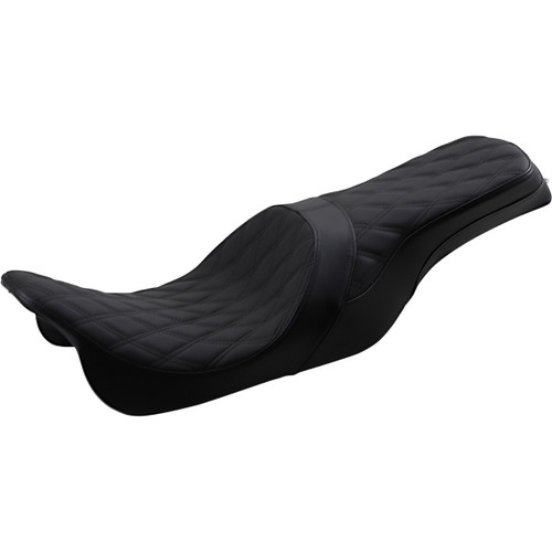 Drag Specialties Seats - Forward Positioned Predator 2-Up Seat - Double Diamond - Black Stitching - FL '08-'23