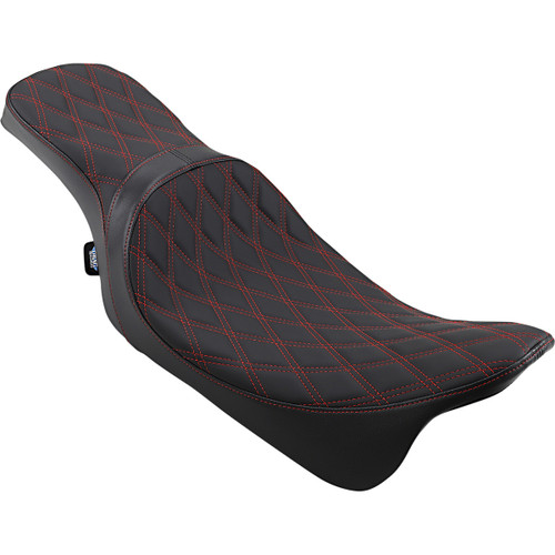 Drag Specialties Seats - Predator 2-Up Seat - Double Diamond - Red Stitching - FL '08-'23