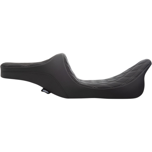 Drag Specialties Seats - Predator III 2-Up Seat - Double Diamond - Silver Thread - FL '99-'07