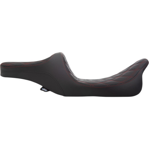 Drag Specialties Seats - Predator III 2-Up Seat - Double Diamond - Red Thread - FL '99-'07