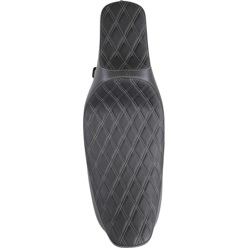 Drag Specialties Seats - Extended Reach Predator III Seat - Double Diamond - Black w/ Silver Stitching - FL '99-'07