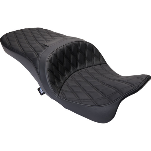 Drag Specialties Seats - Freedom Seat - Vinyl - Double Diamond Black Stitch - FLH '09-'23