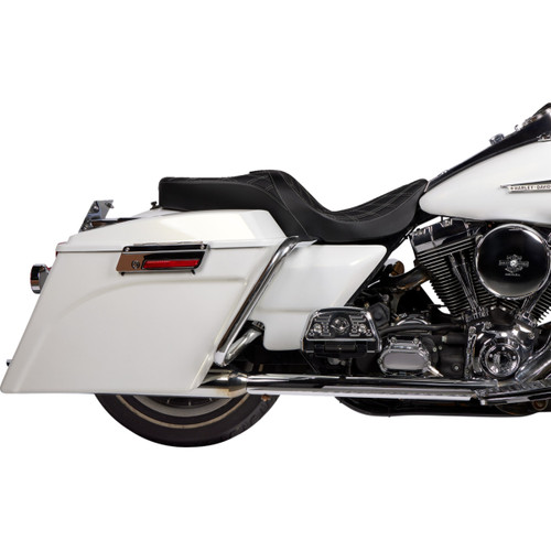 Drag Specialties Seats - Freedom Seat - Vinyl - Double Diamond Silver Stitch - FLH '97-'07