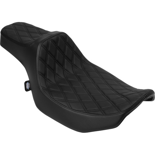 Drag Specialties Seats - Extended Reach Predator III Seat - Vinyl - Black Double Diamond Stitch - FLH/FLT '23-'25